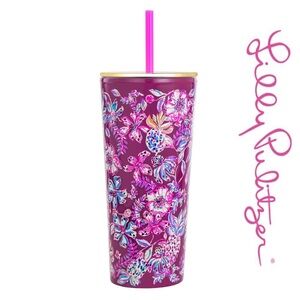 💥🆕💥 Lilly Pulitzer Double Wall Tumbler with Straw (Armarena Cherry)